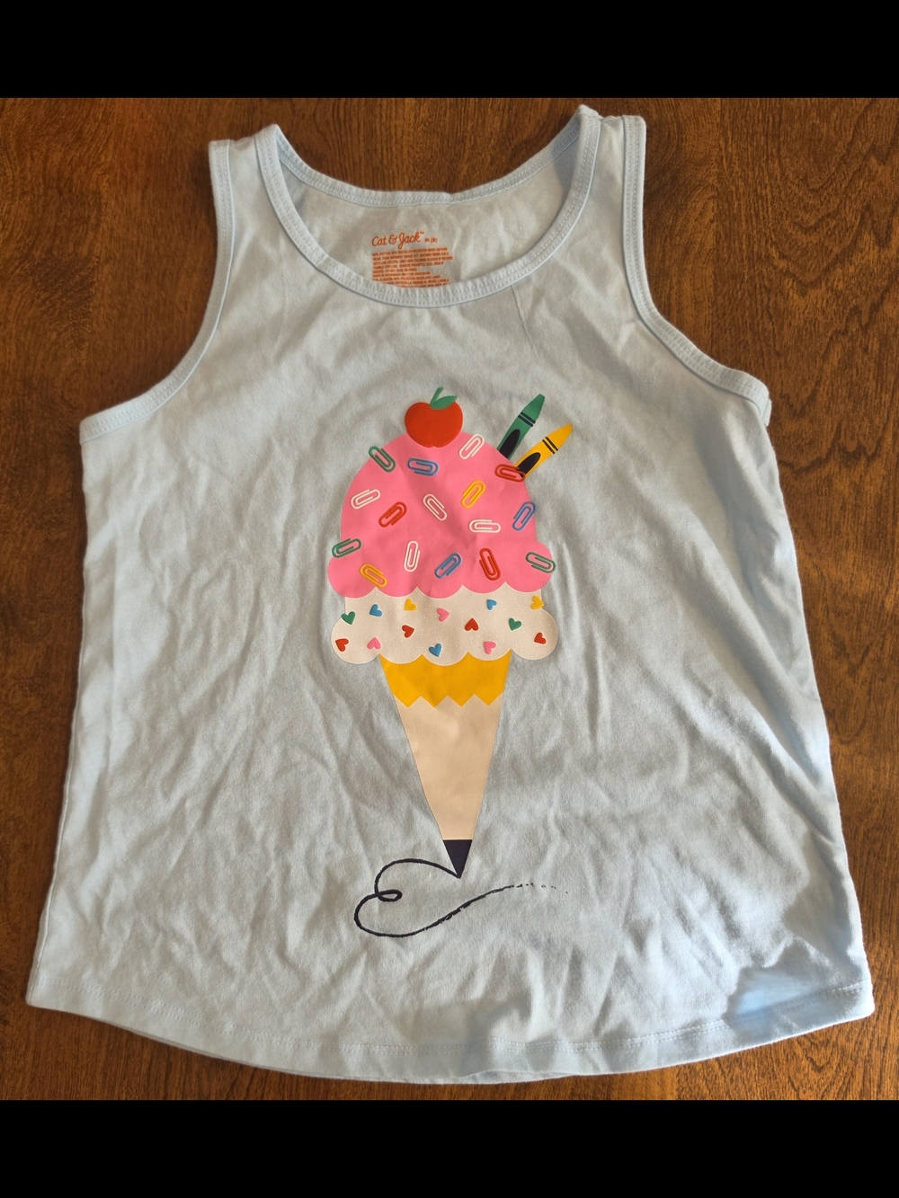 Cat & Jack Light Blue Girls' Ice Cream Cone Graphic Tank Top